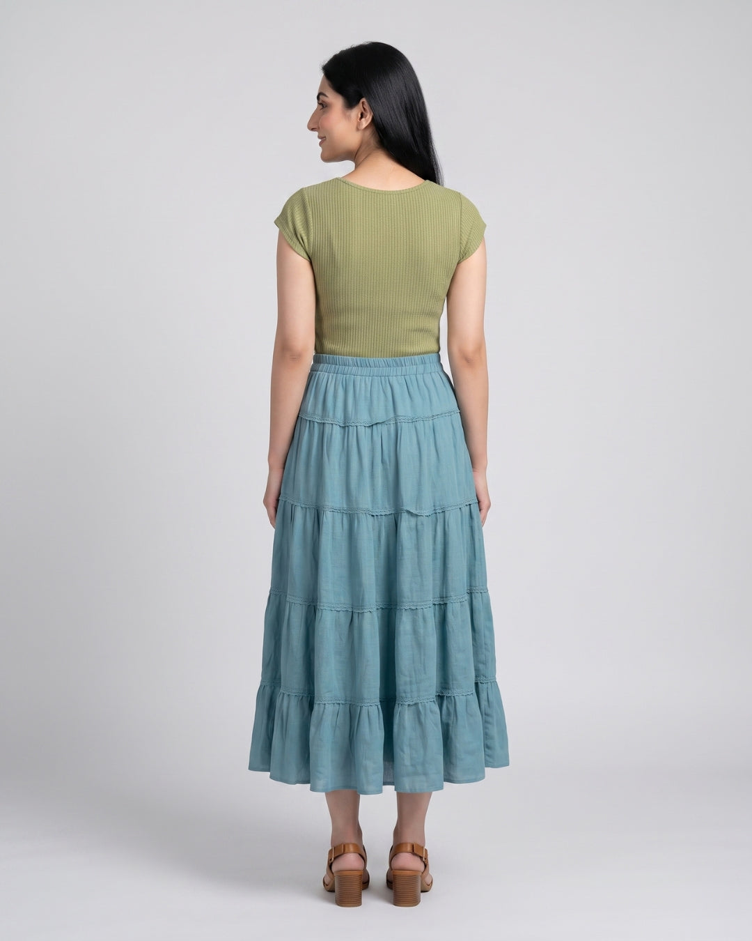 Teal Blue Boho Peasant Skirt