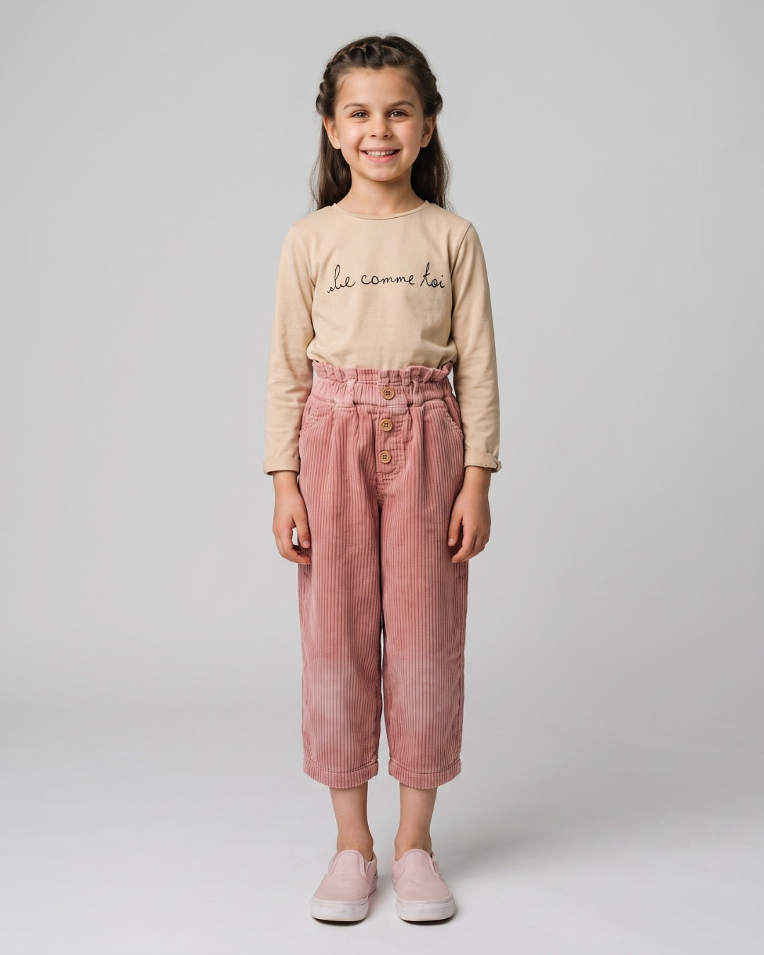 Graphic Tee & Pink Corduroy Pant Set