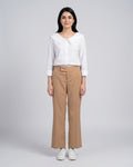 Camel Straight-Leg Tailored Trousers