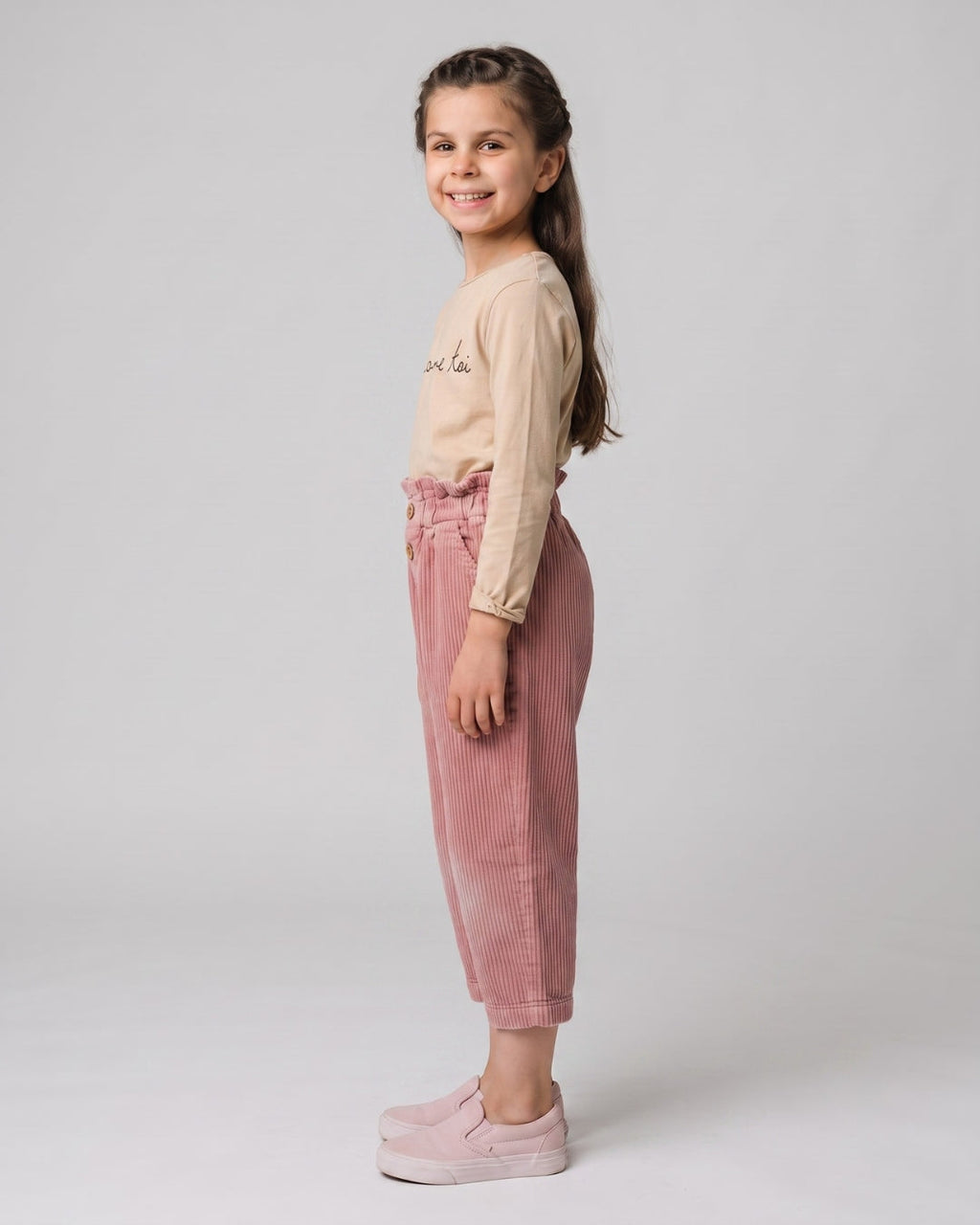 Graphic Tee & Pink Corduroy Pant Set