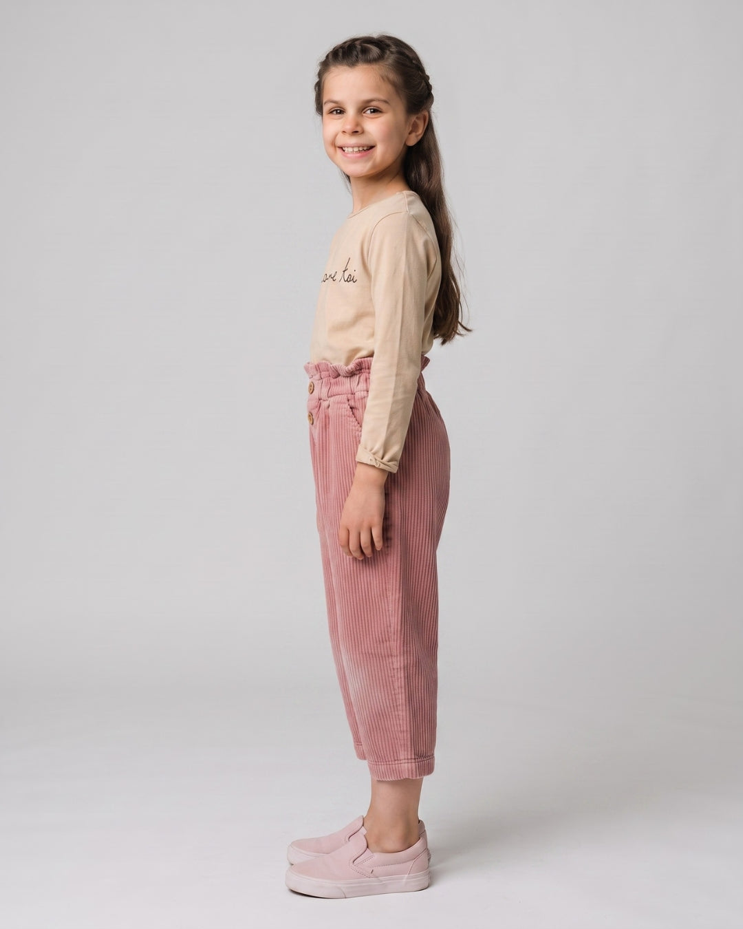 Graphic Tee & Pink Corduroy Pant Set
