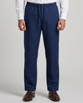 Relaxed Fit Blue Linen Trousers