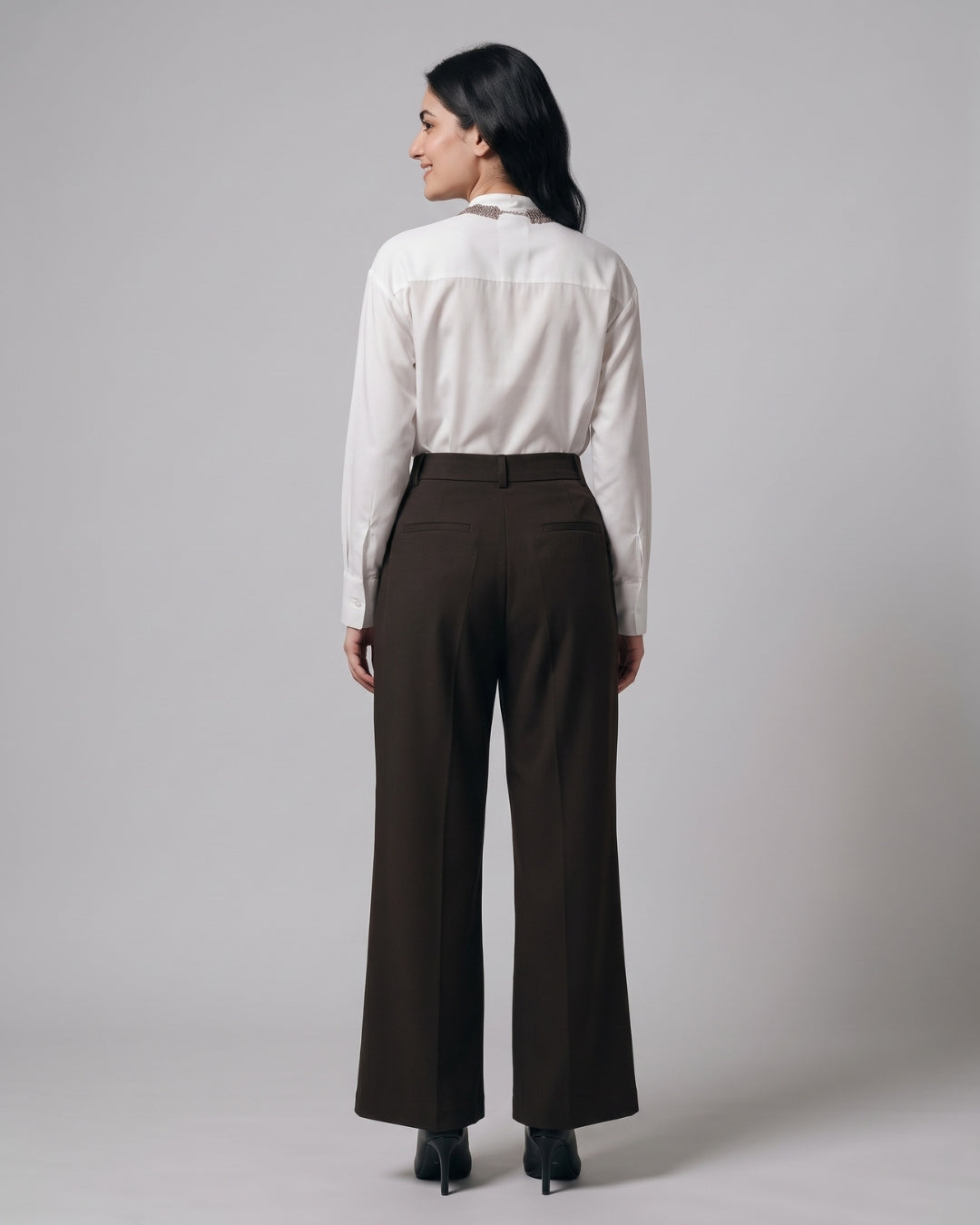 Black High-Waisted Pleated Trousers