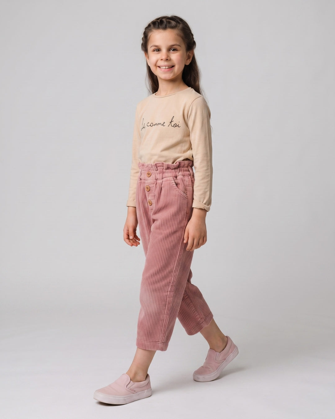 Graphic Tee & Pink Corduroy Pant Set