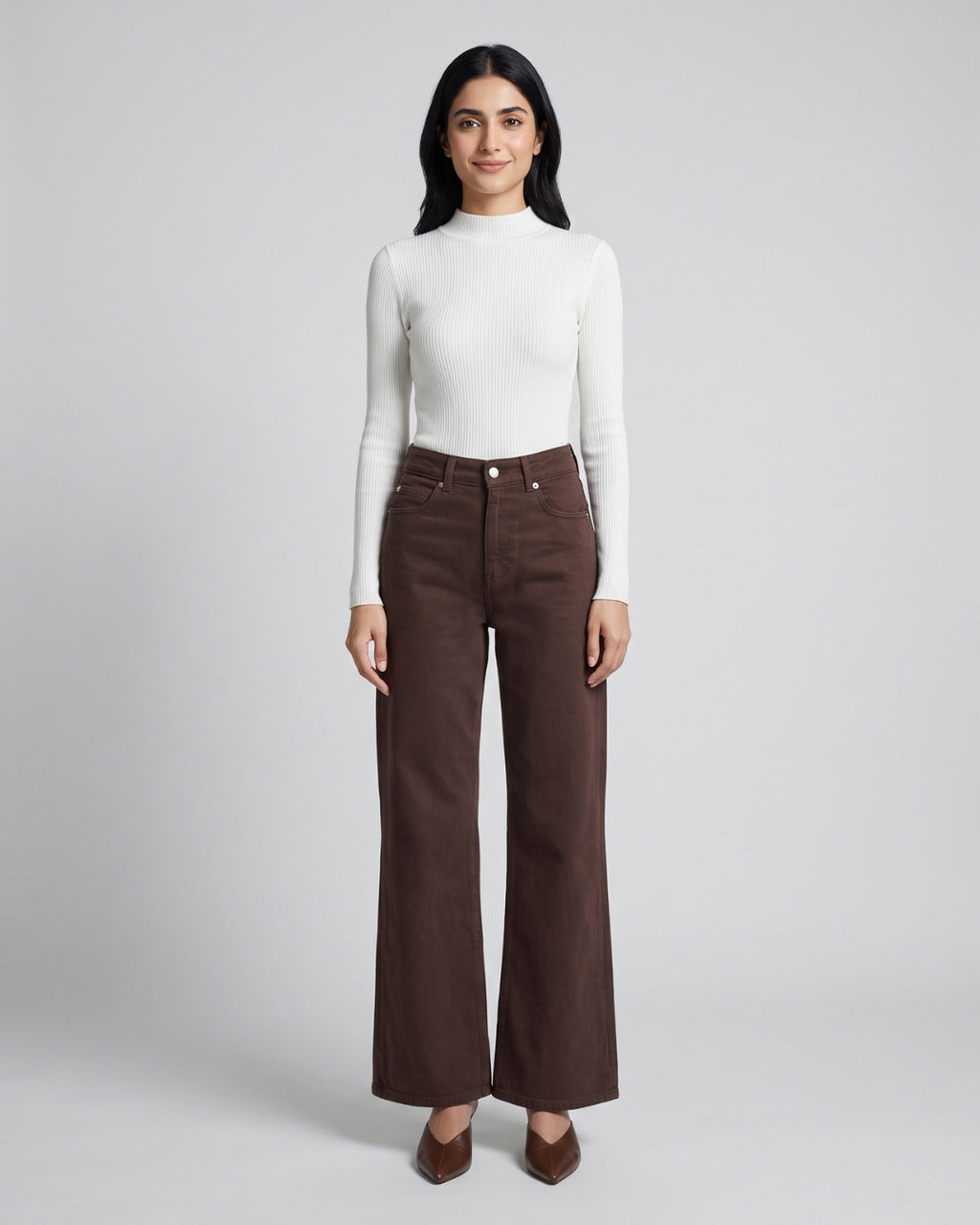 Dark Brown High-Rise Jeans