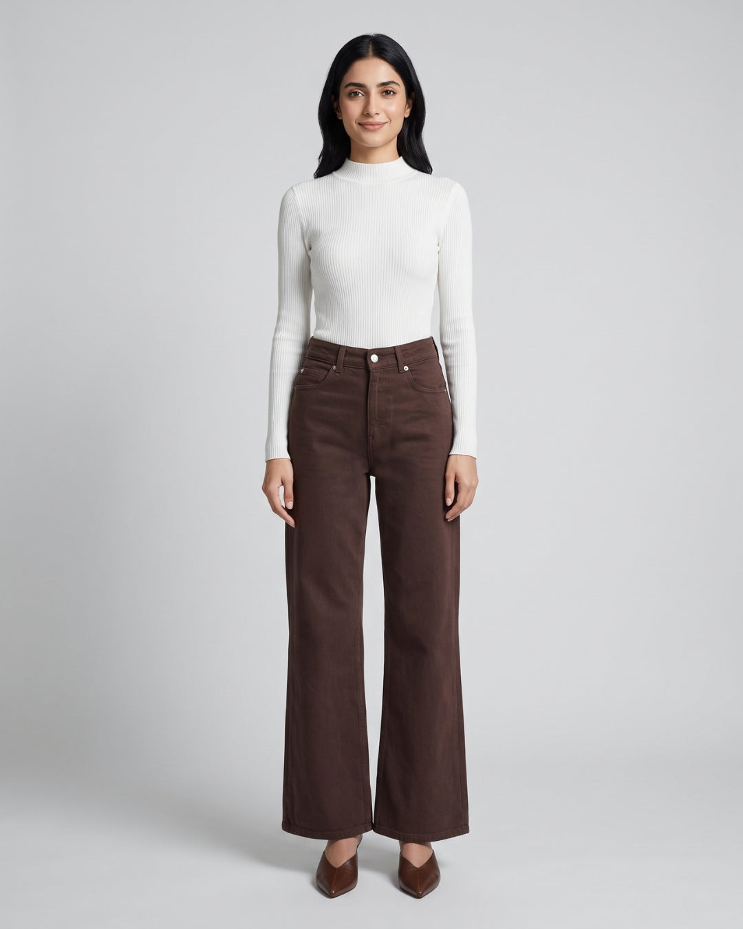 Dark Brown High-Rise Jeans