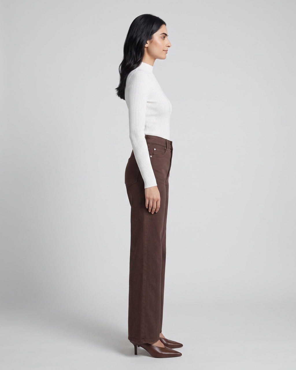 Dark Brown High-Rise Jeans