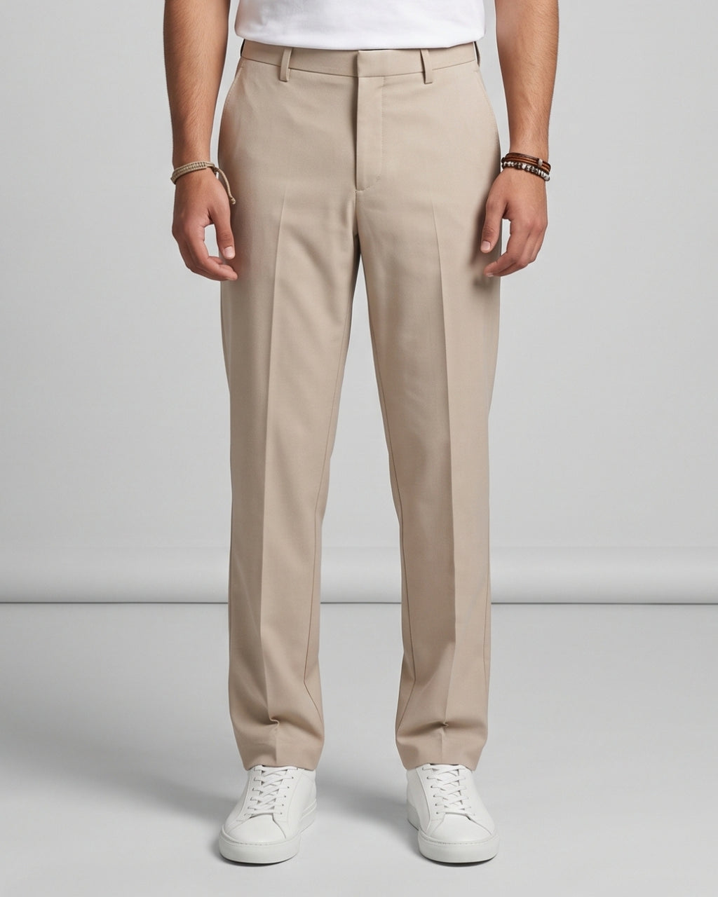 Tailored Fit Beige Dress Pants