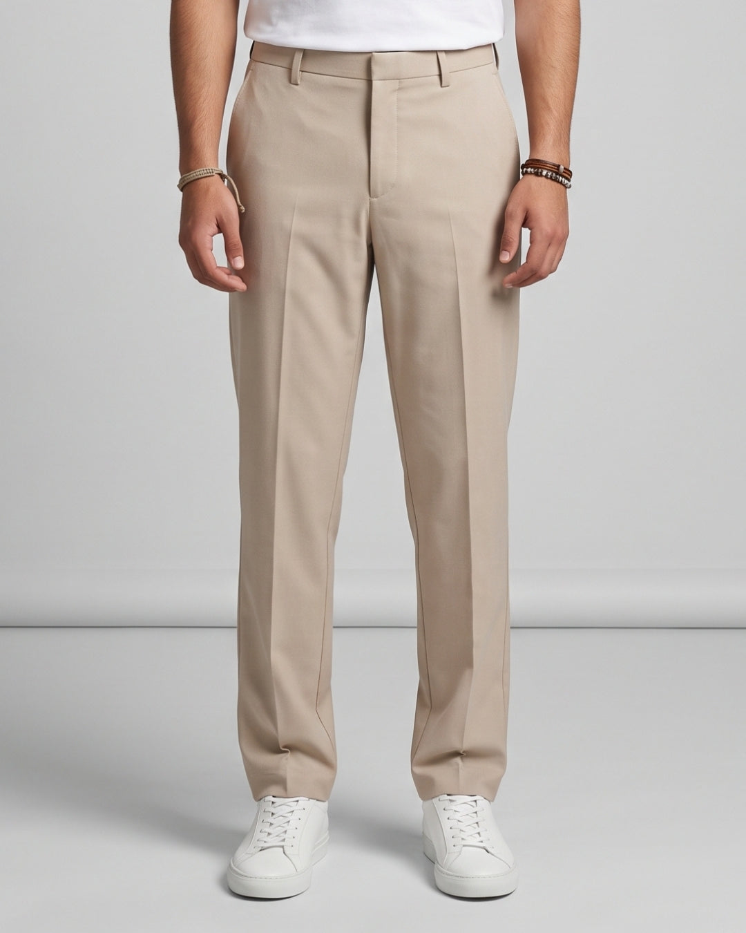 Tailored Fit Beige Dress Pants