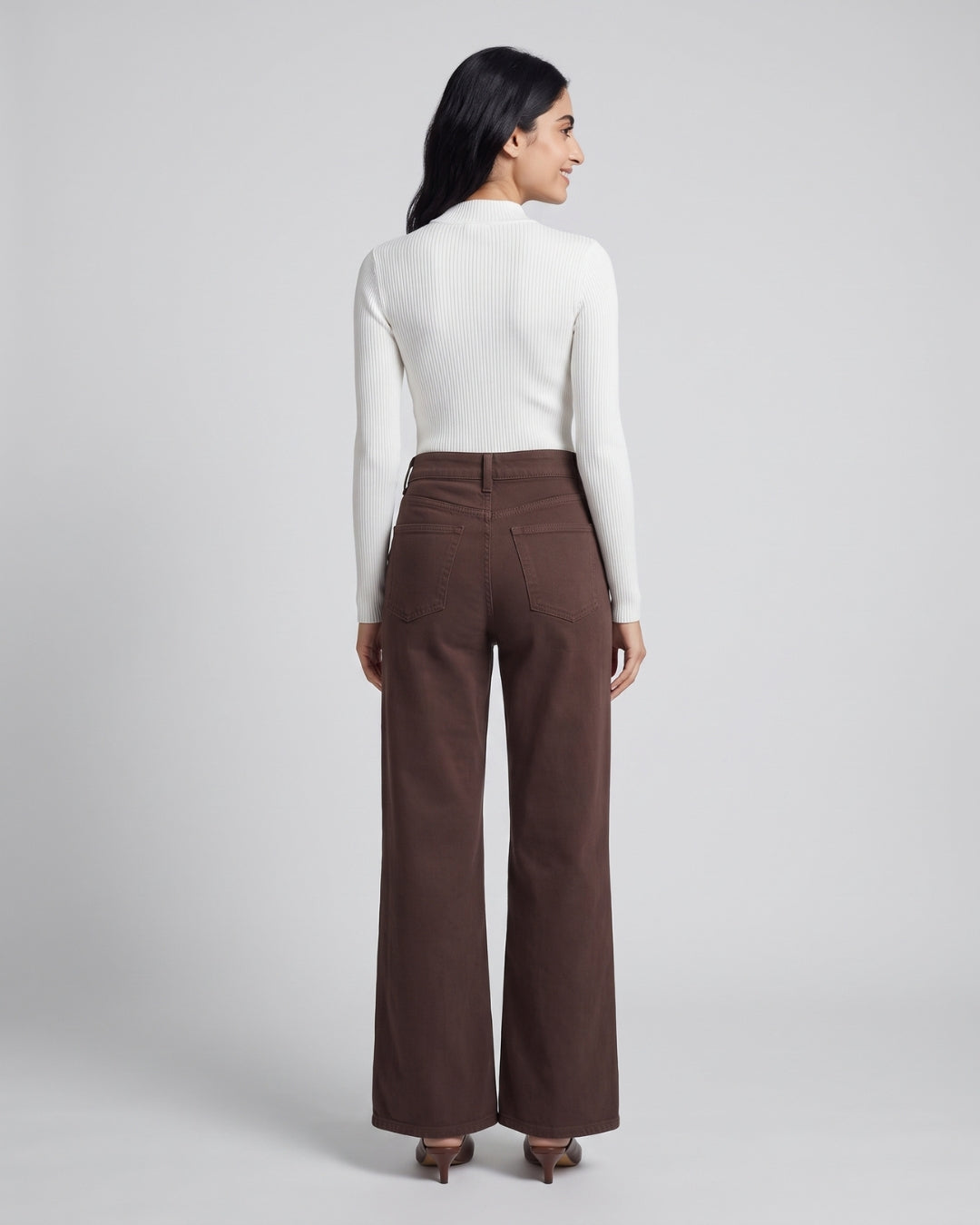 Dark Brown High-Rise Jeans