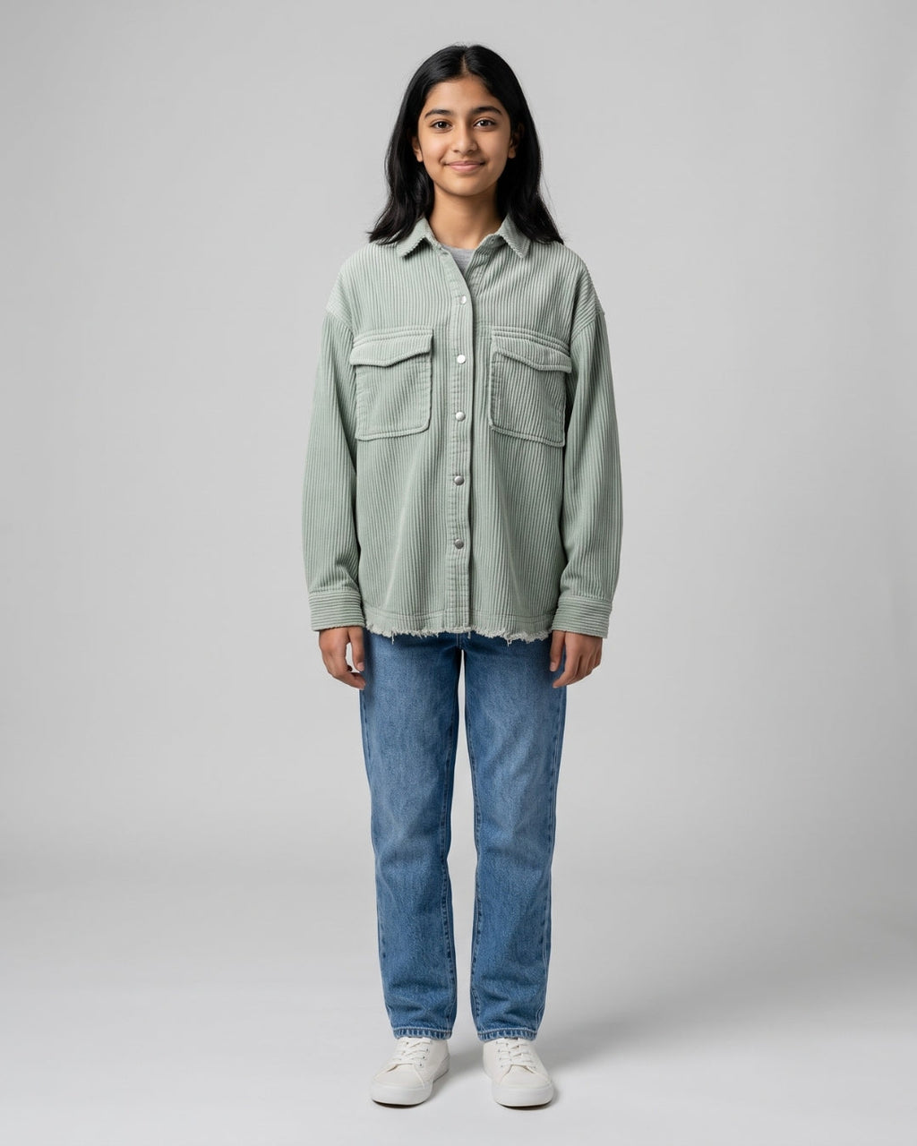 Oversized Corduroy Shirt & Jeans Set