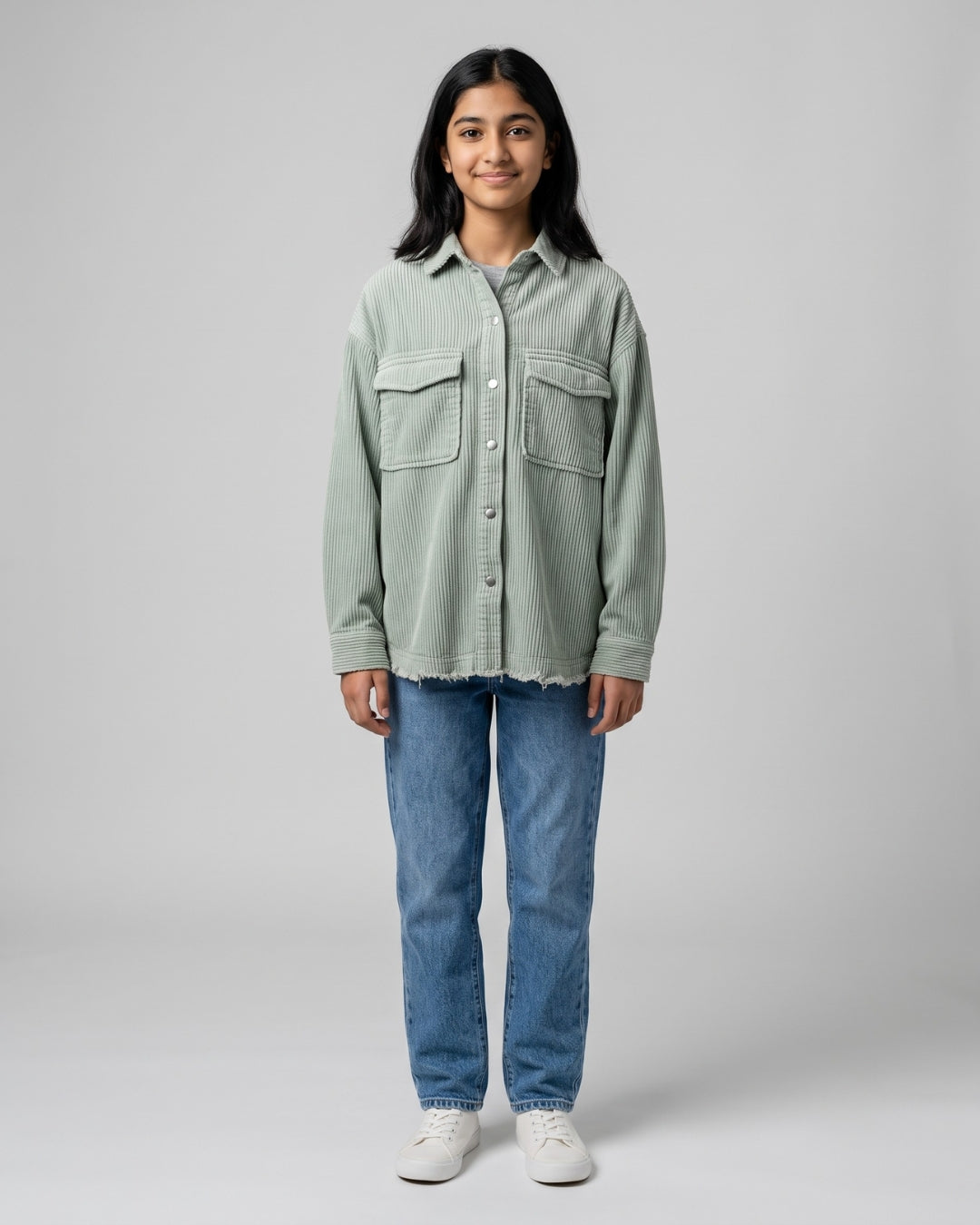 Oversized Corduroy Shirt & Jeans Set