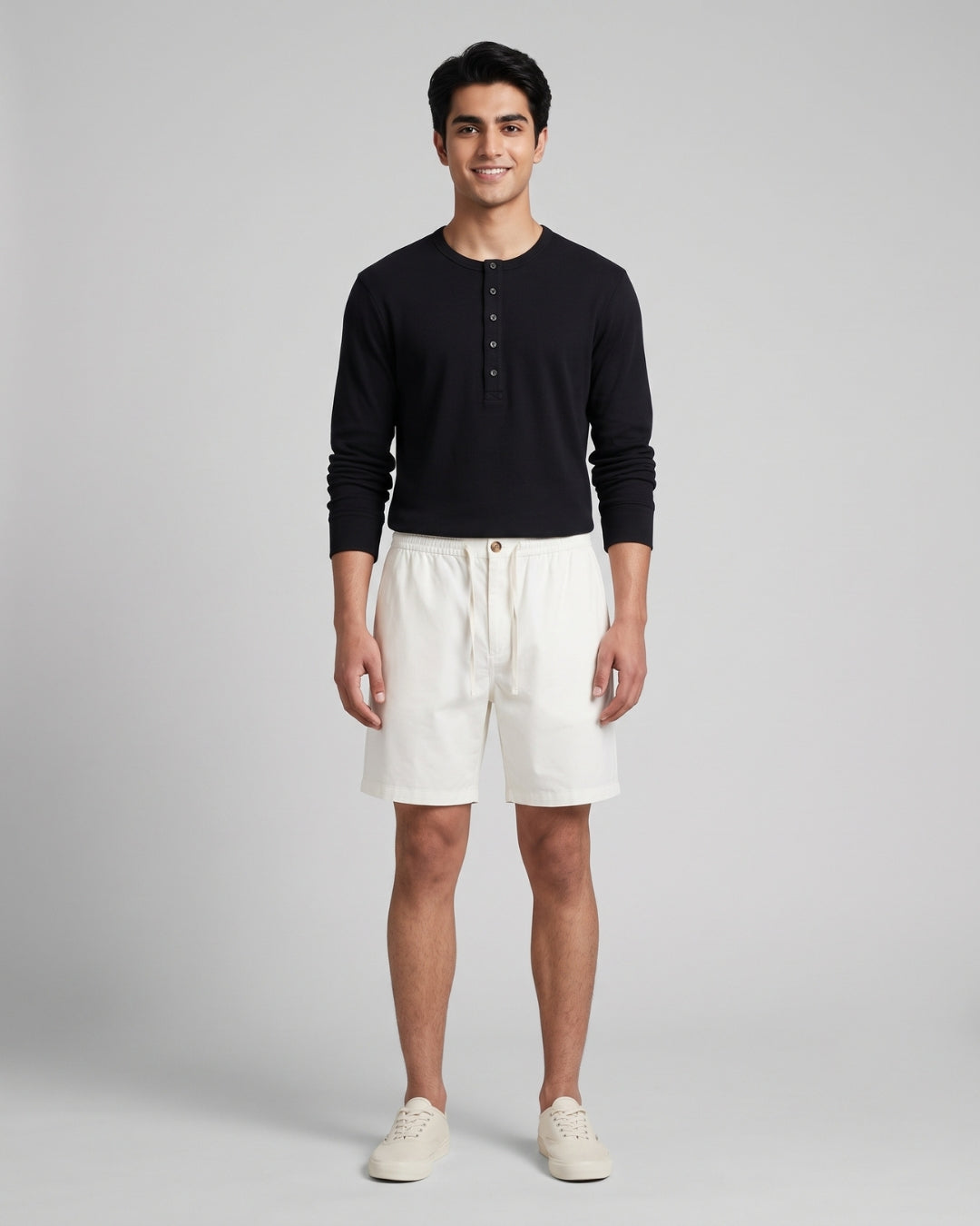 Relaxed Fit White Casual Shorts