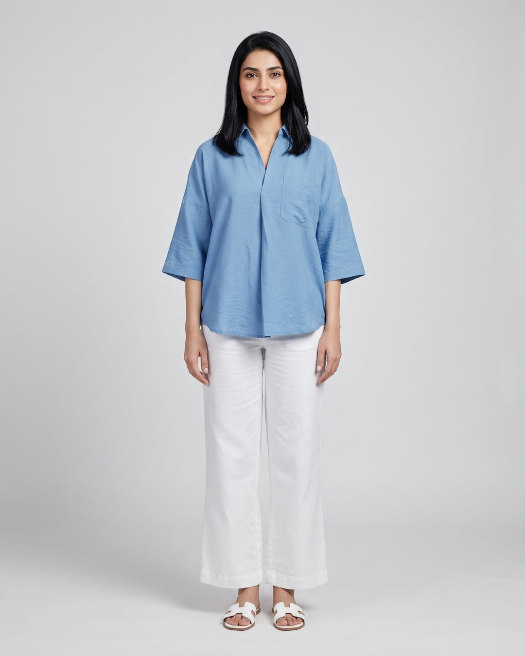 Relaxed Split-Neck Popover Shirt
