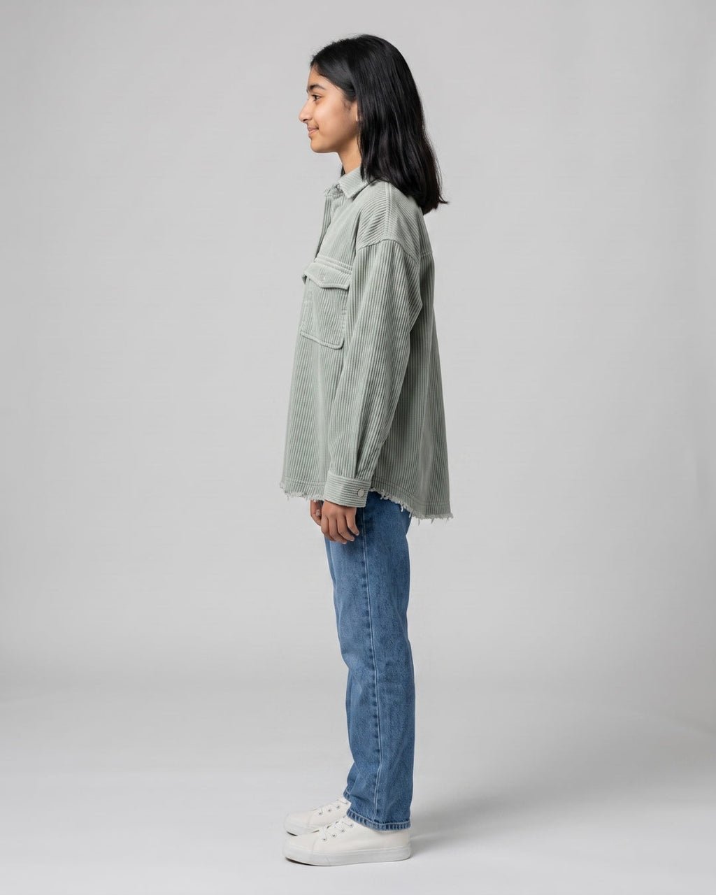 Oversized Corduroy Shirt & Jeans Set