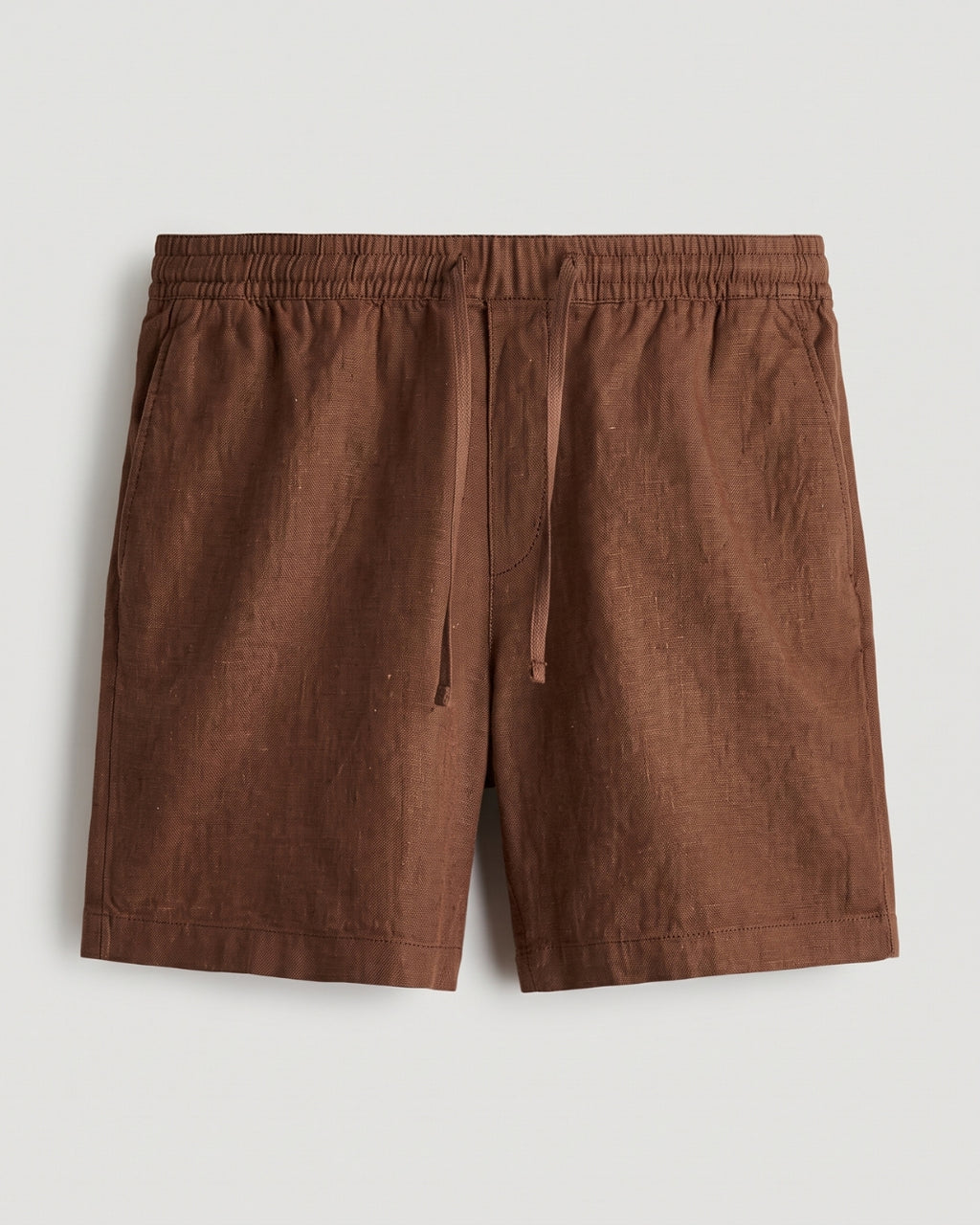 Relaxed Fit Brown Linen-Blend Shorts