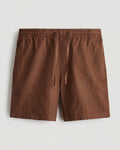 Relaxed Fit Brown Linen-Blend Shorts