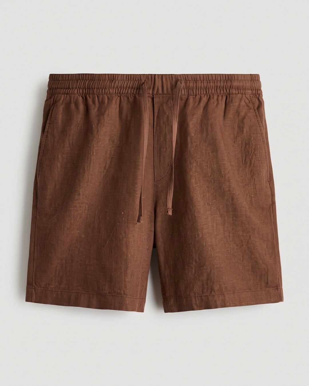 Relaxed Fit Brown Linen-Blend Shorts