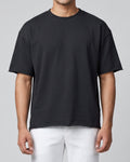 Relaxed Fit Raw-Edge Black Tee