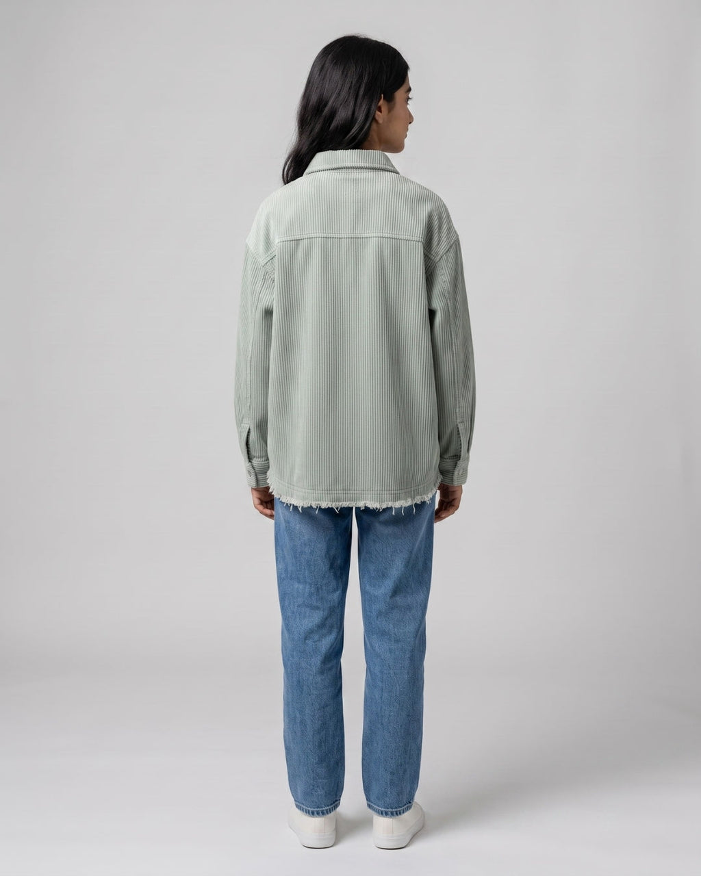 Oversized Corduroy Shirt & Jeans Set