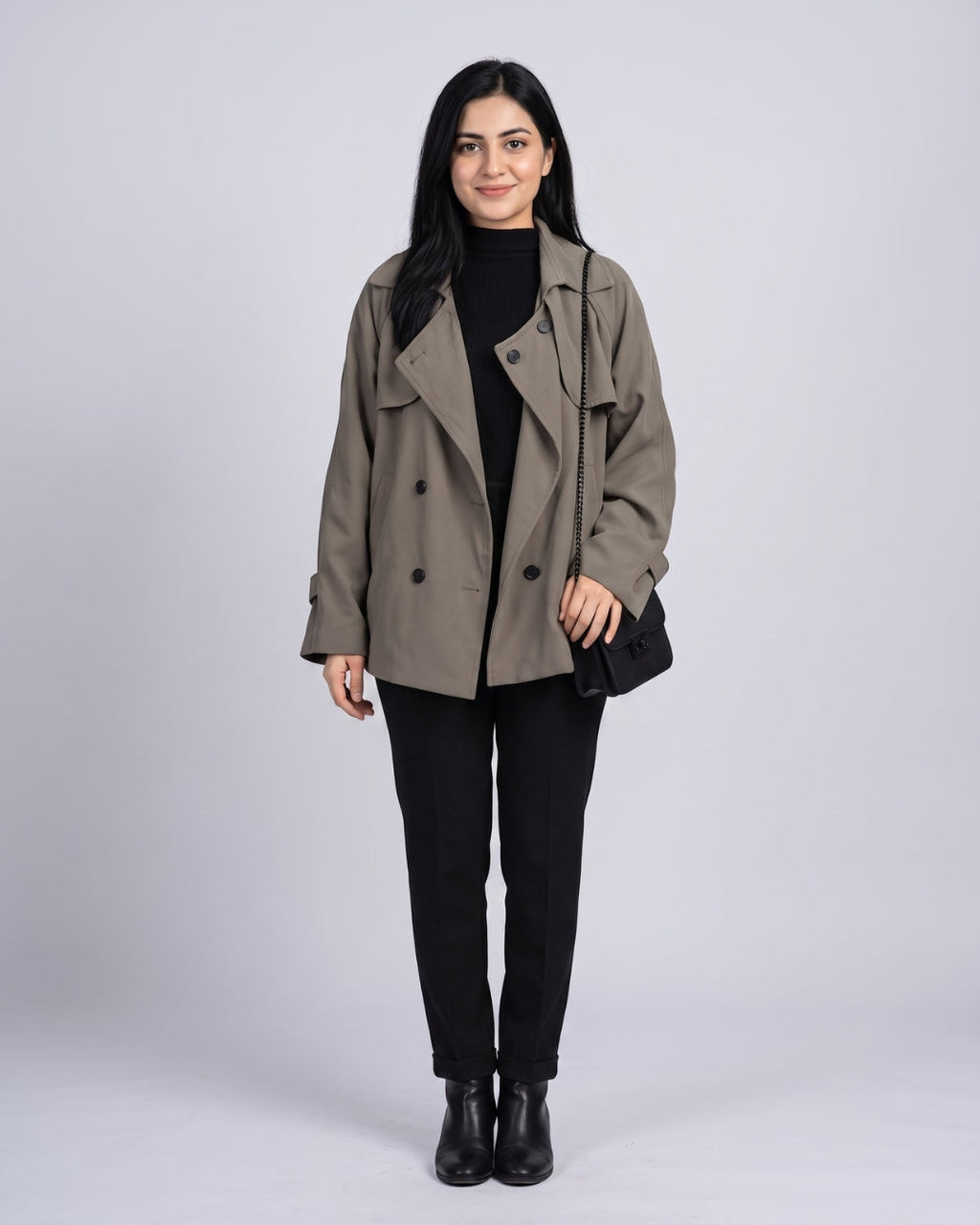 Cropped Double-Breasted Trench