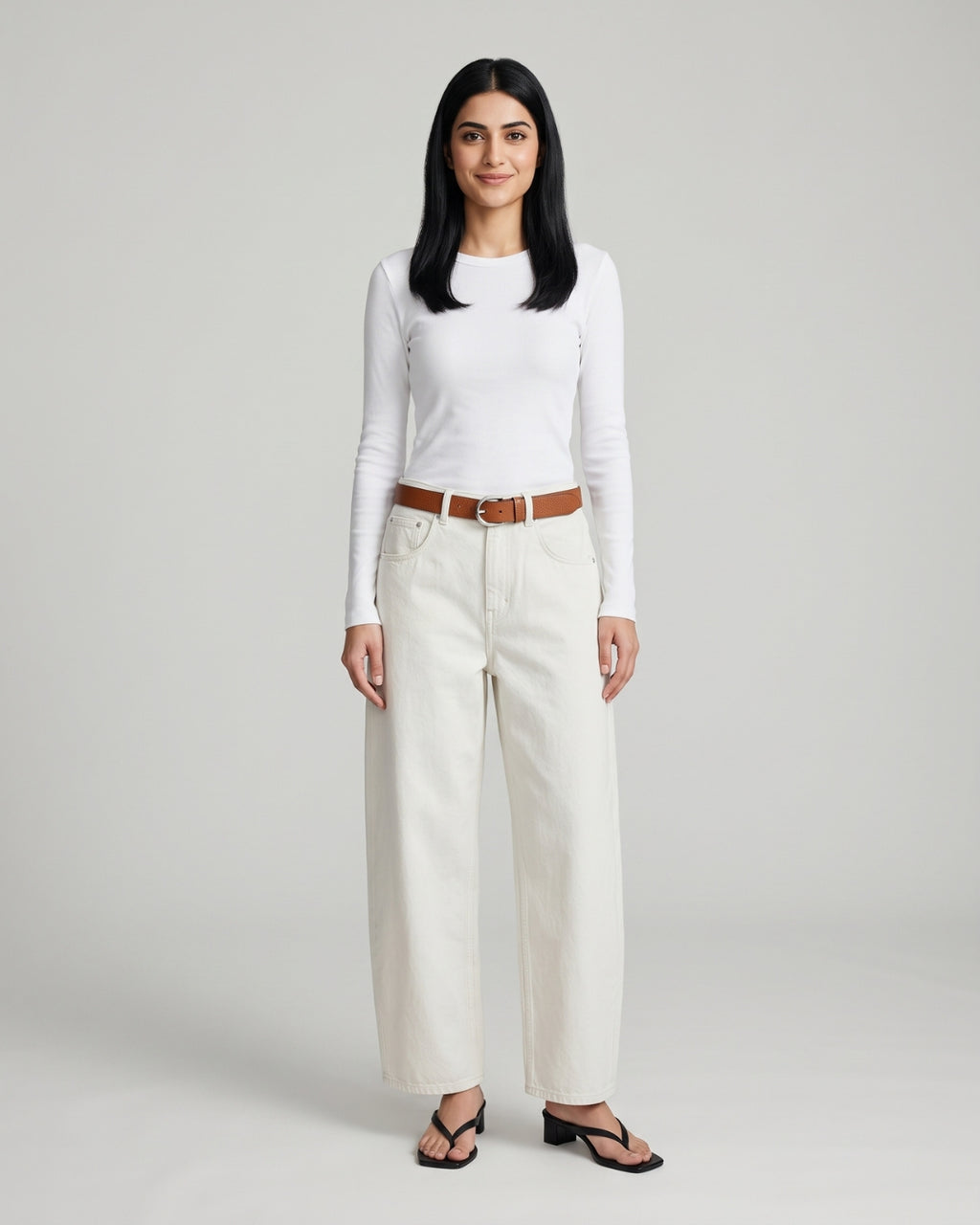 White High-Rise Denim Jeans