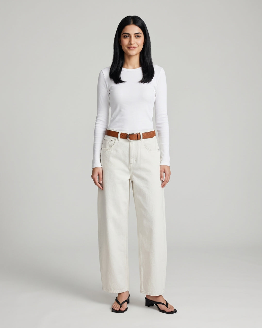White High-Rise Denim Jeans