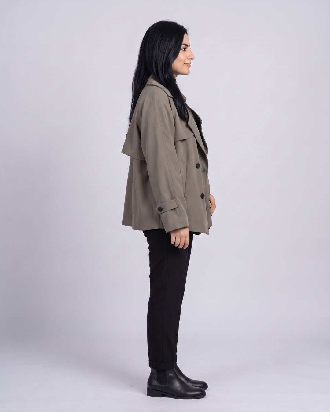 Cropped Double-Breasted Trench