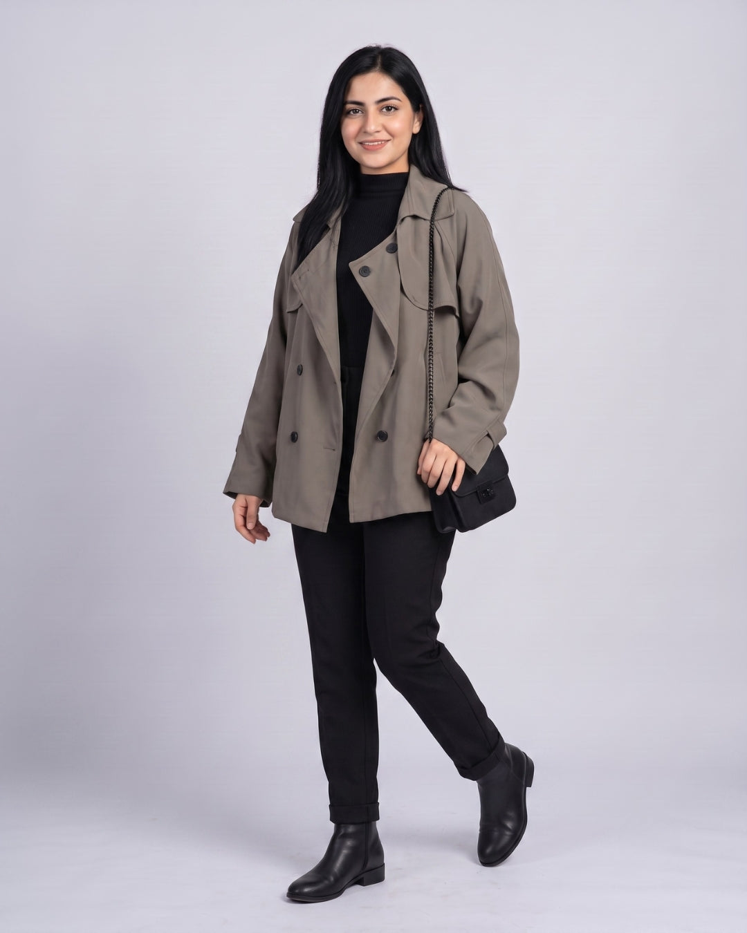 Cropped Double-Breasted Trench