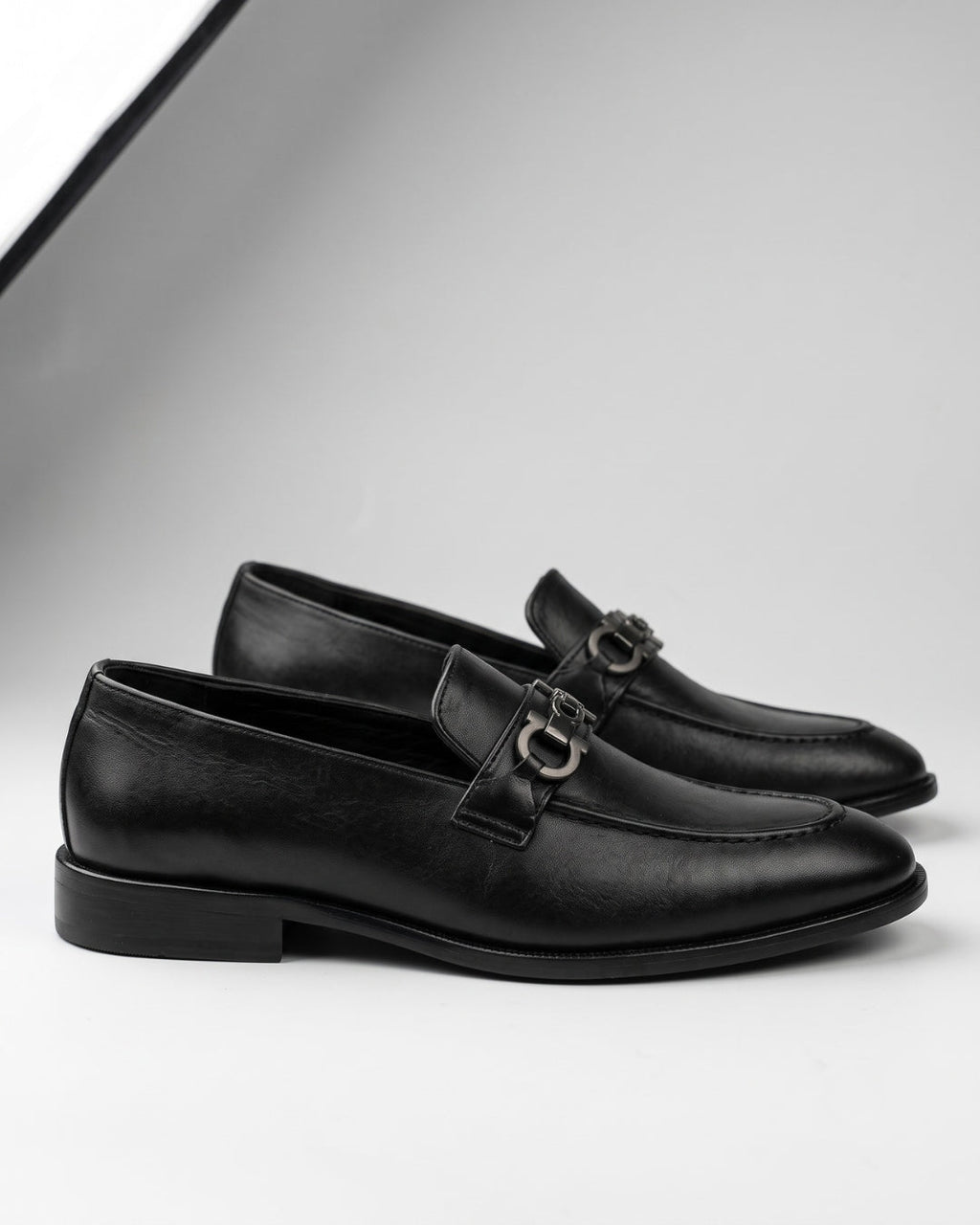 Black Leather Horsebit Loafer