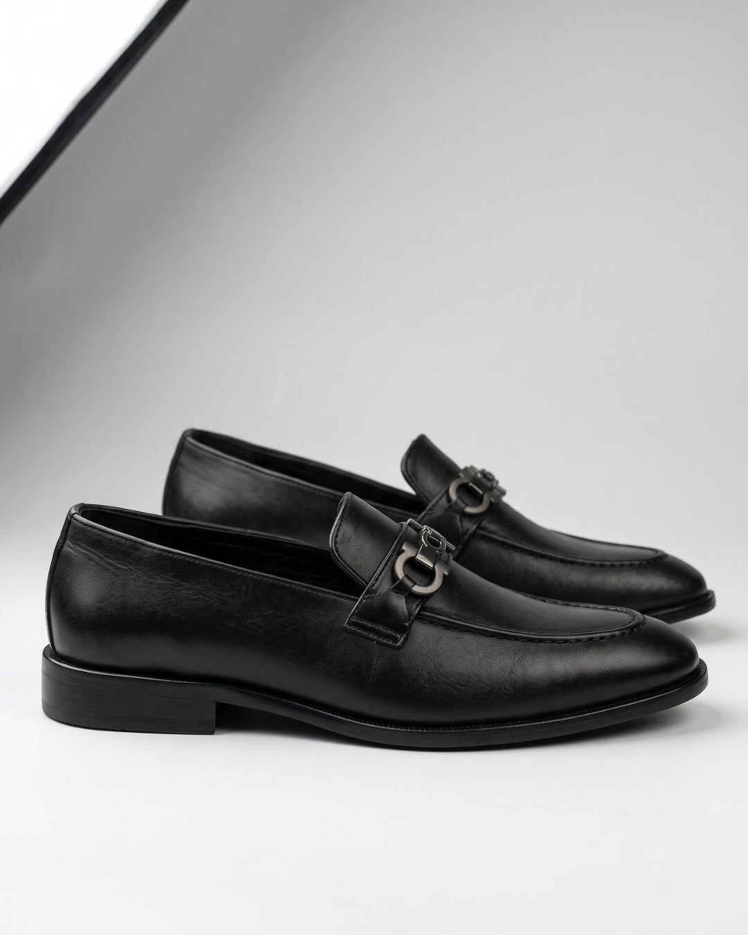 Black Leather Horsebit Loafer