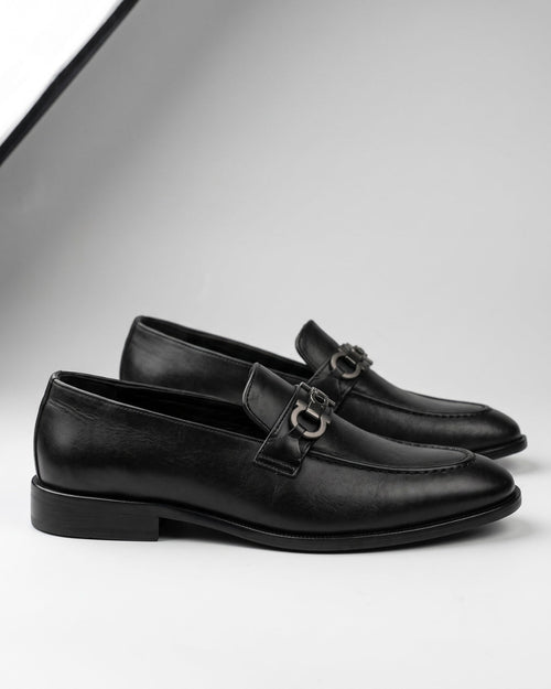 Black Leather Horsebit Loafer