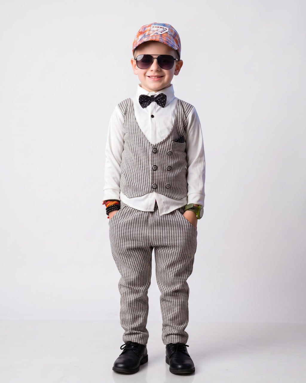 3-Piece Houndstooth Vest Set