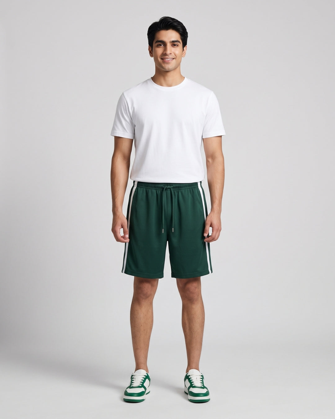 Classic Green Striped Athletic Shorts