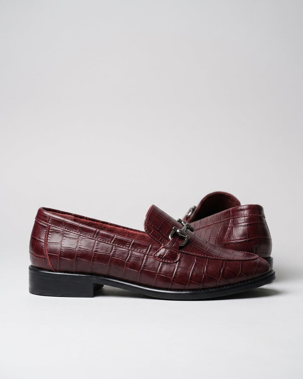 Classic Burgundy Buckle Loafers