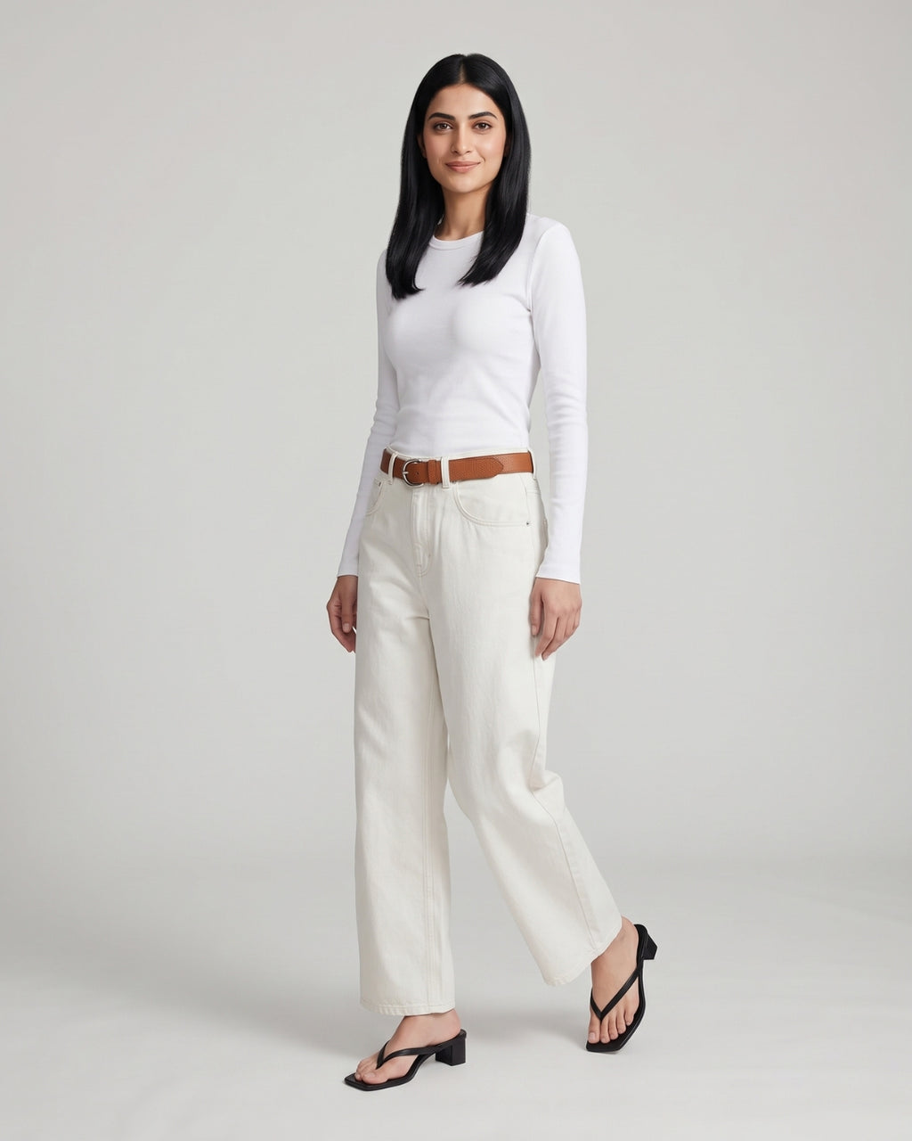 White High-Rise Denim Jeans