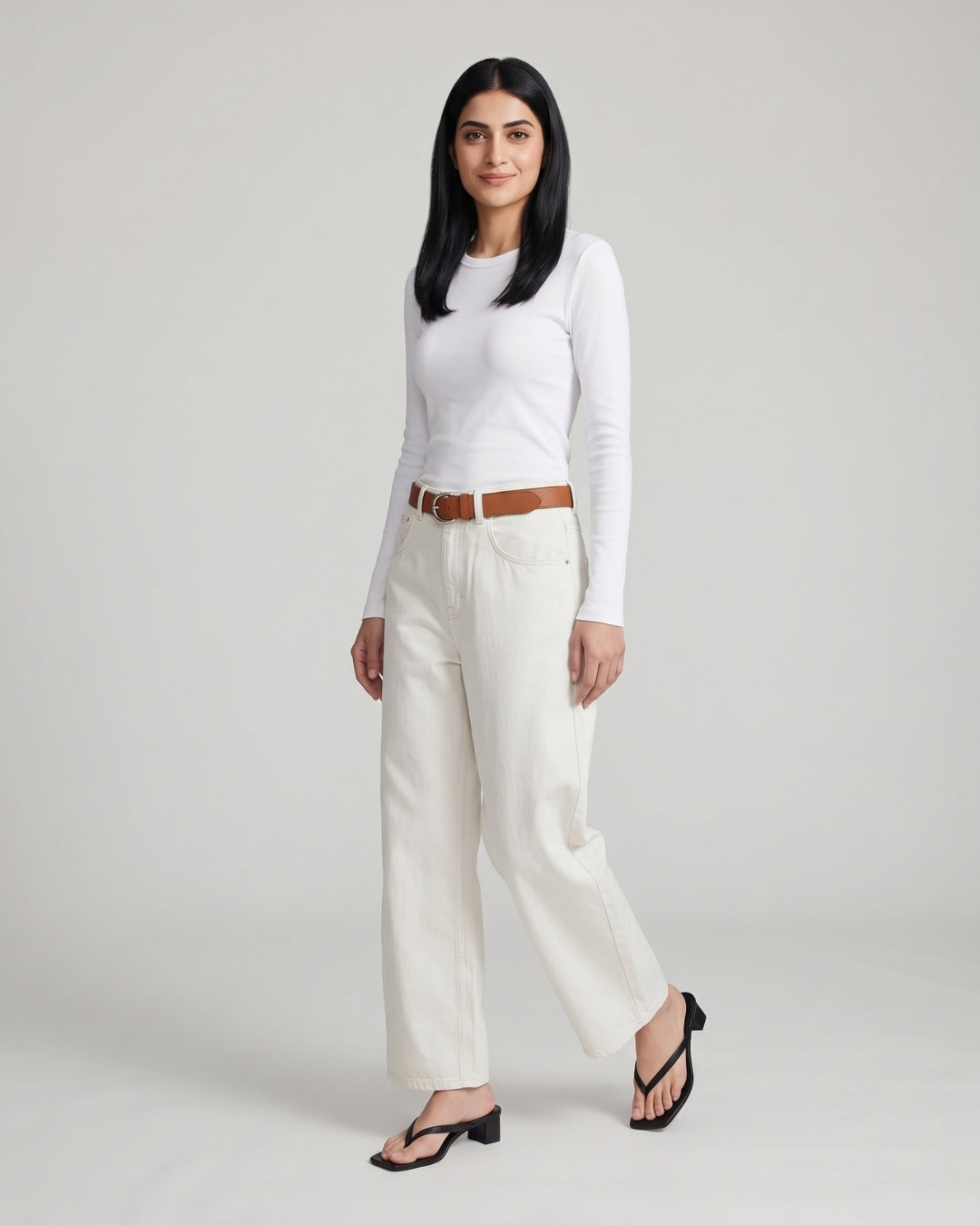 White High-Rise Denim Jeans