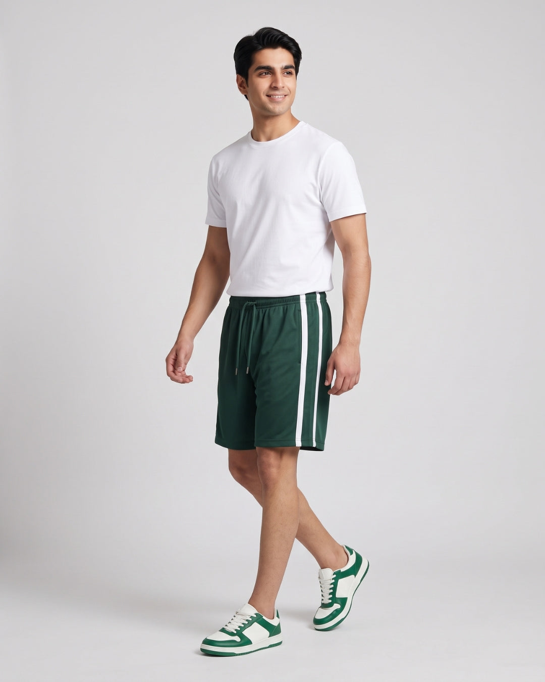 Classic Green Striped Athletic Shorts