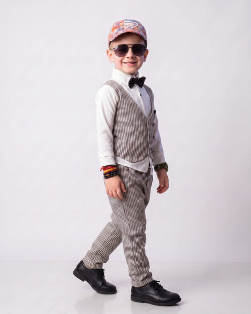3-Piece Houndstooth Vest Set