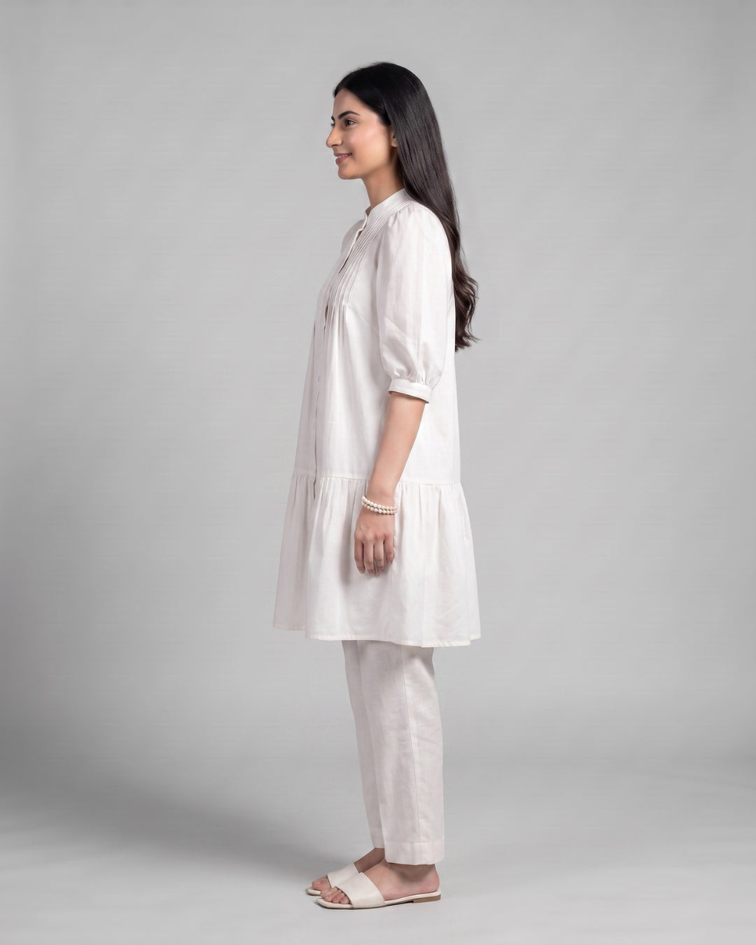 Tiered Puff Sleeve Longline Shirt