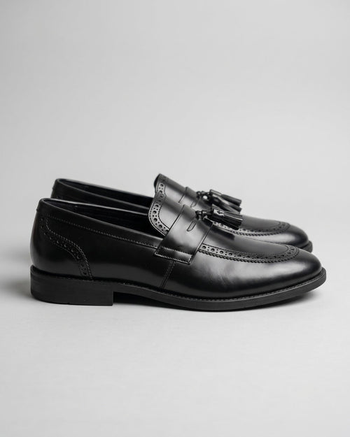Black Leather Tassel Loafer