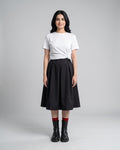 Classic Black Pleated Midi Skirt