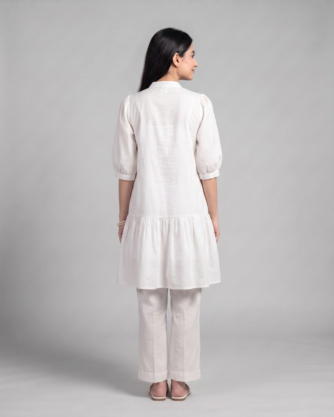 Tiered Puff Sleeve Longline Shirt