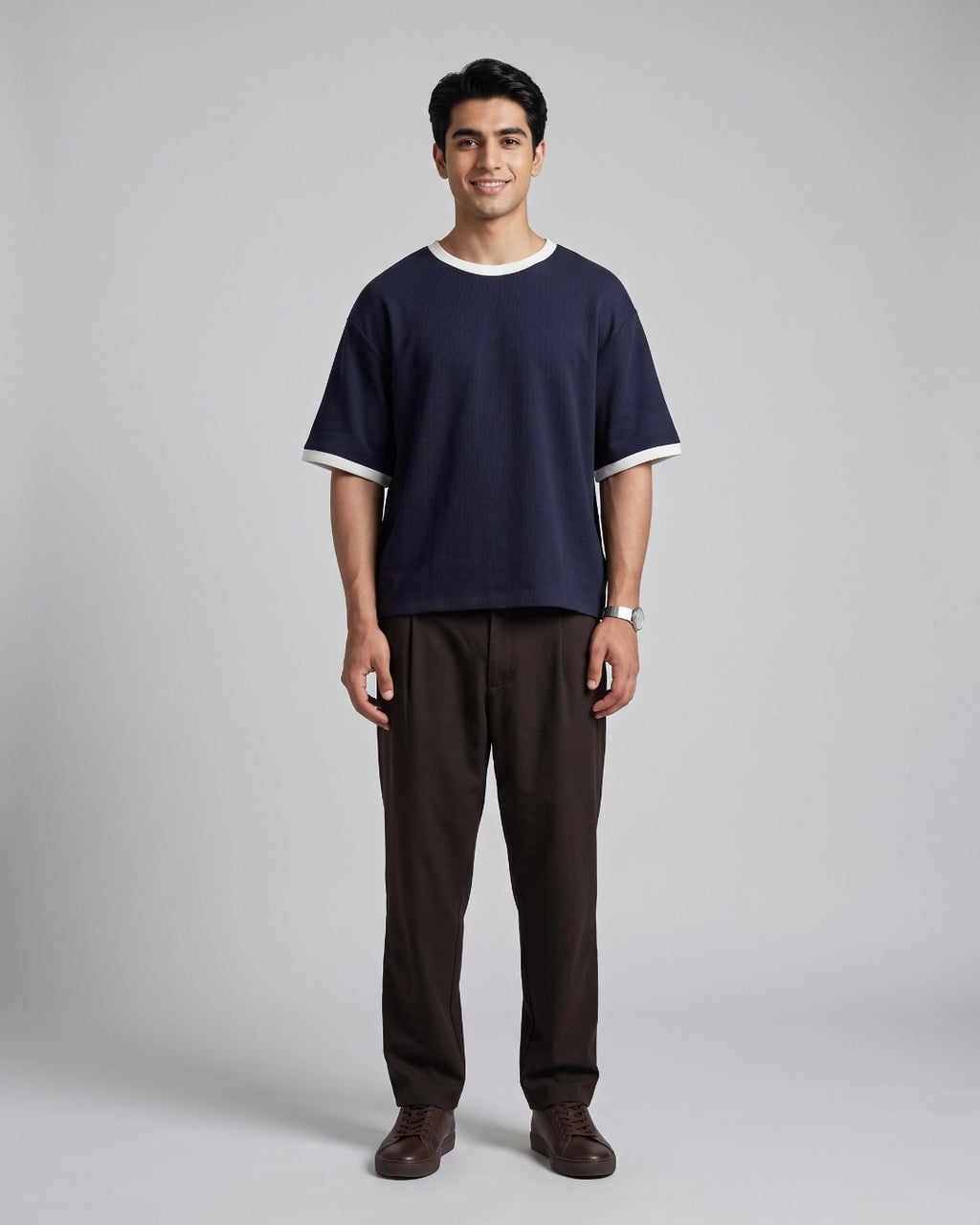 Classic Navy Contrast-Trim T-Shirt