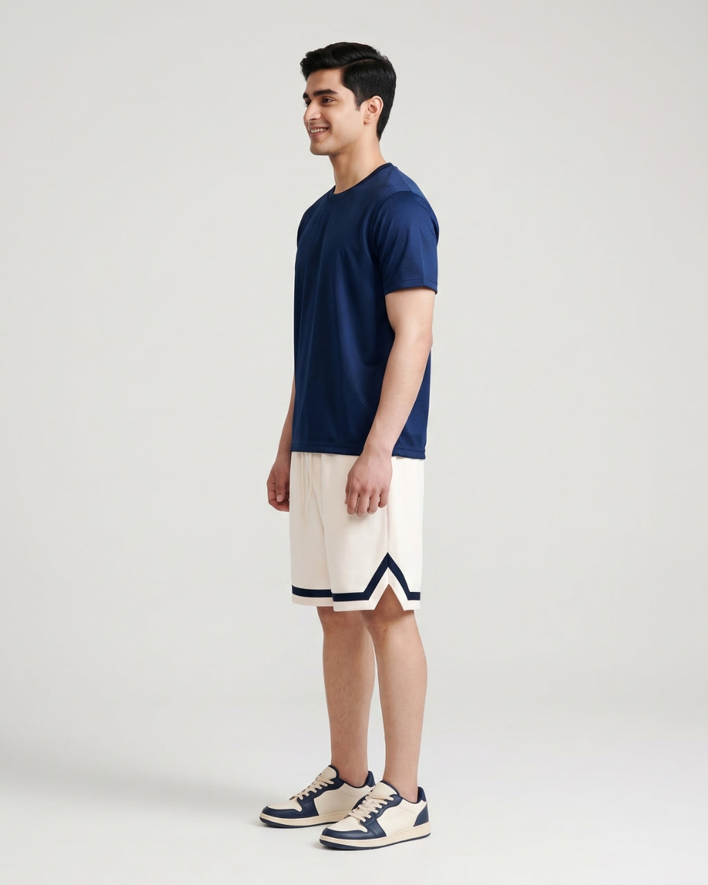 Classic White Contrast Stripe Shorts