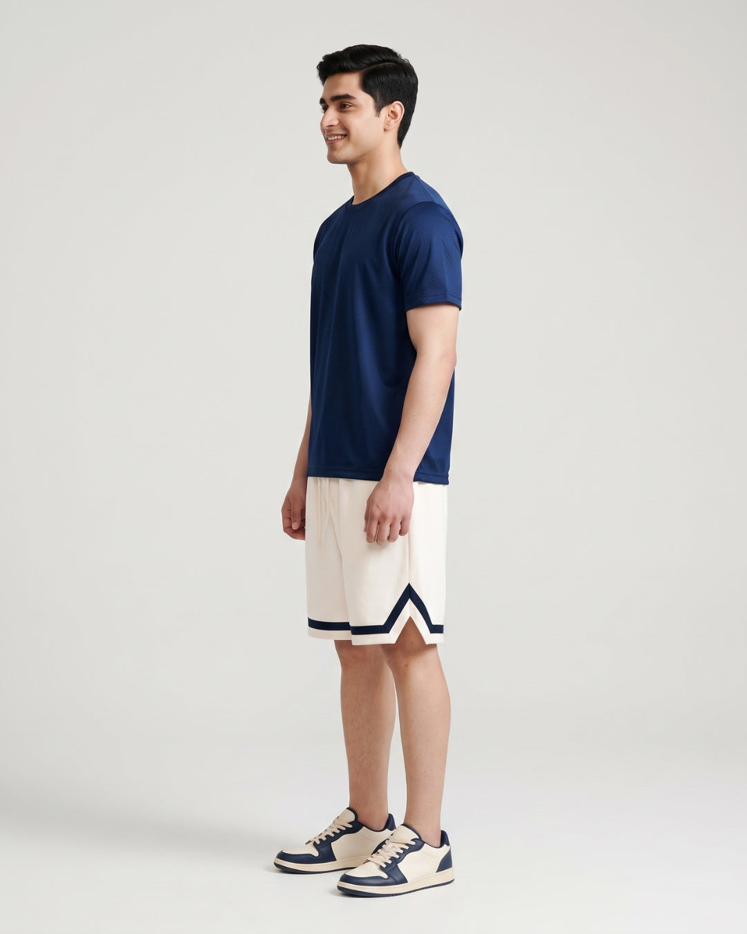 Classic White Contrast Stripe Shorts