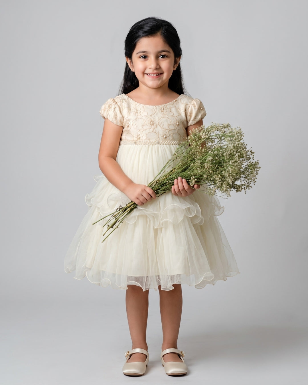 Girls' Pearl Waist Occasion Dress