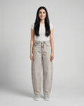 High-Waisted Grey Curved Jeans