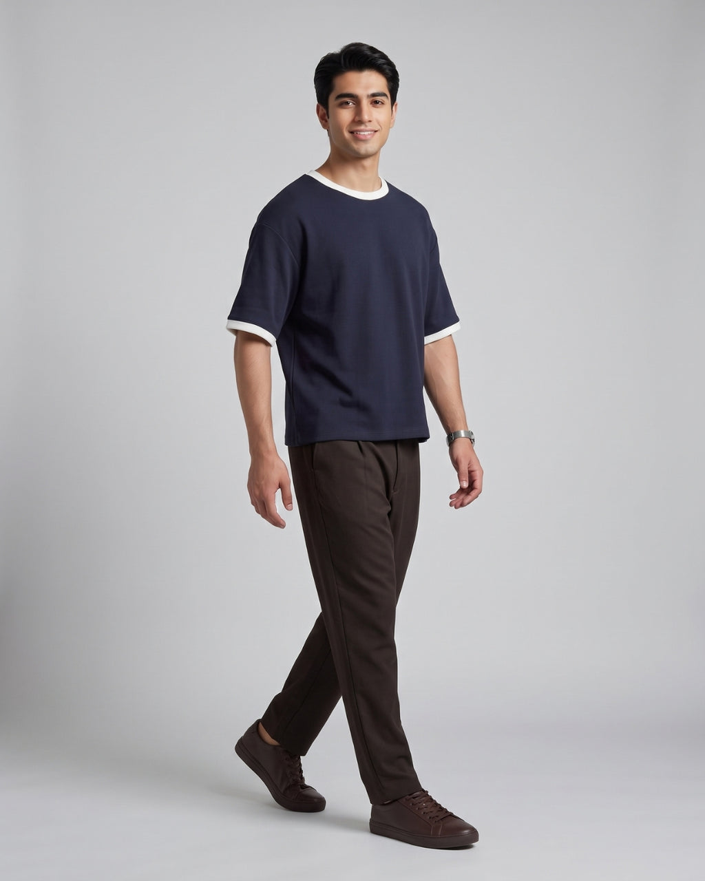 Classic Navy Contrast-Trim T-Shirt