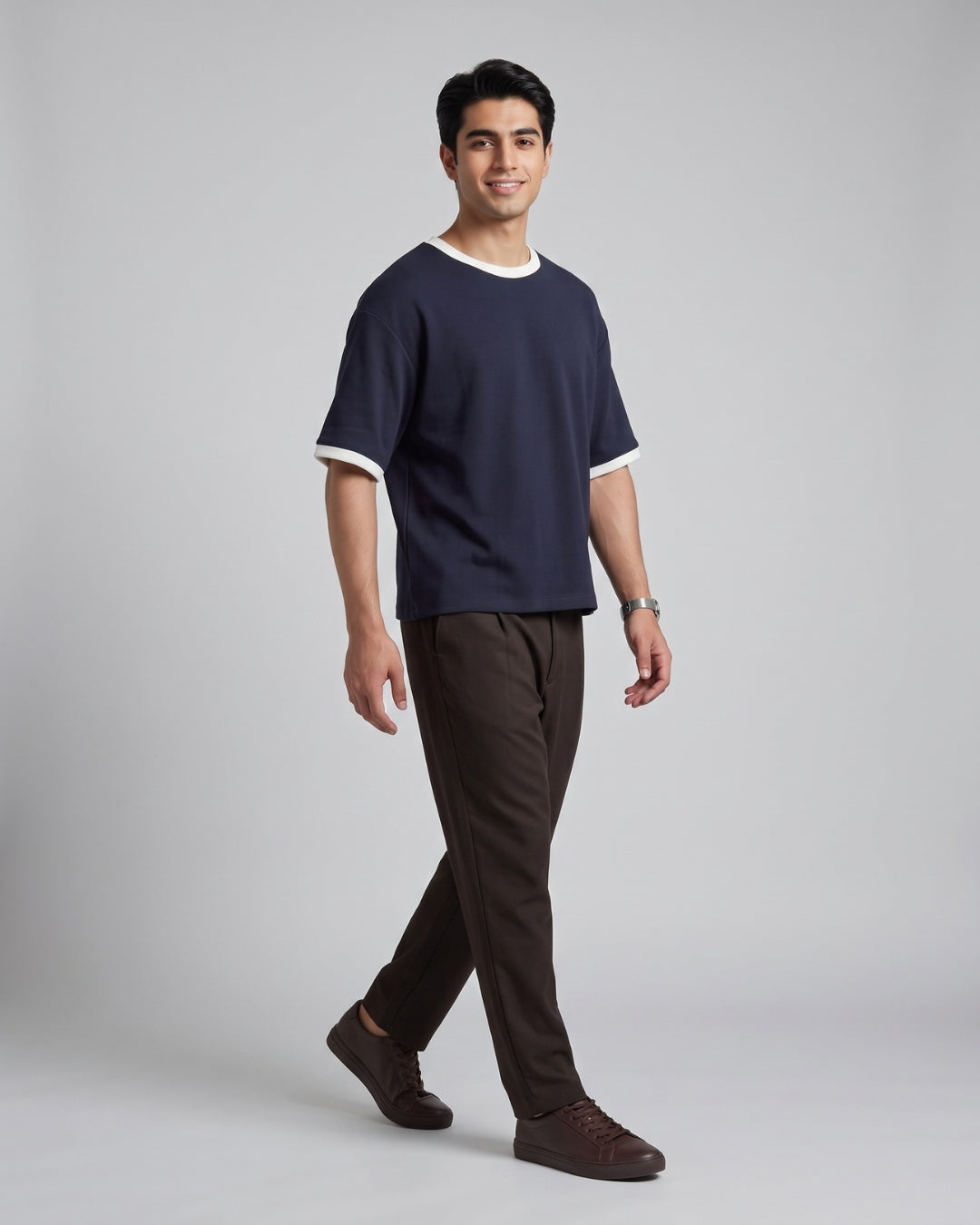 Classic Navy Contrast-Trim T-Shirt